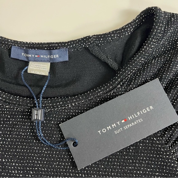Tommy Hilfiger women's sparkly or glitter-dot flutter sleeve top. - Picture 4 of 9